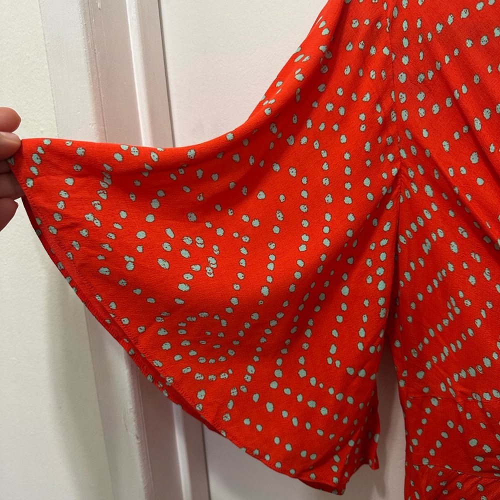 Diane Furstenberg Elegant Red/Turquoise Polka Dot Print Dress Sz 6 - Picture 5 of 8